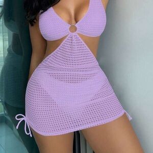 SHEIN Purple Triangle Bikini Swimwear